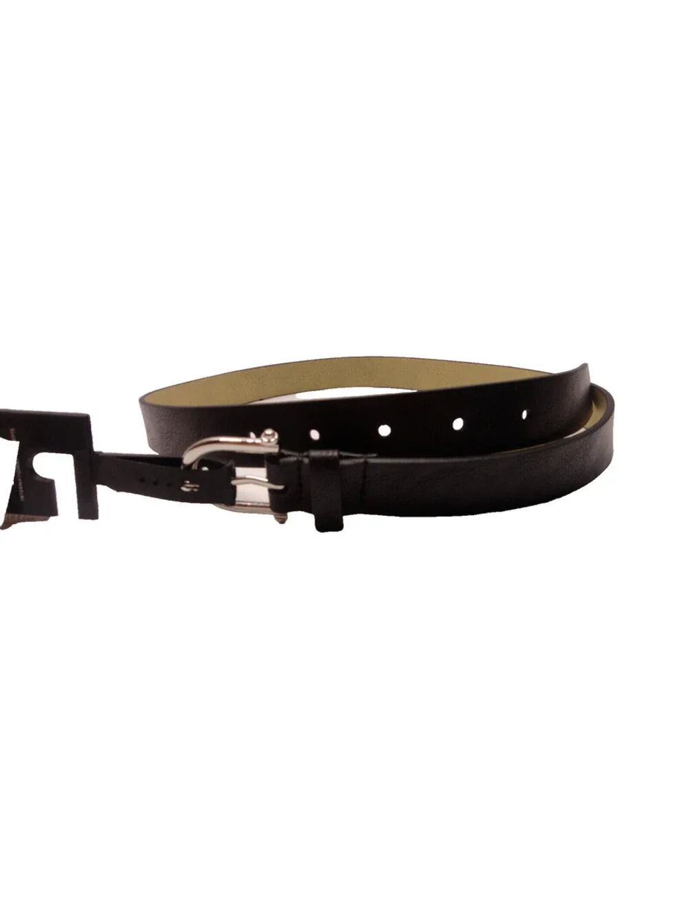 INC International Concepts Womens Skinny Belt Faux Leather Black Size Small NEW!